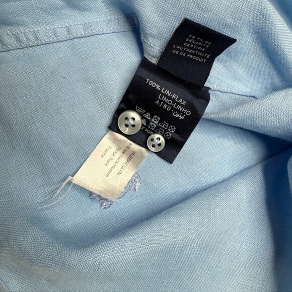 Vilebrequin 100% Linen Men’s Blue Long Sleeve Shirt Size XL Button Up - Picture 11 of 11